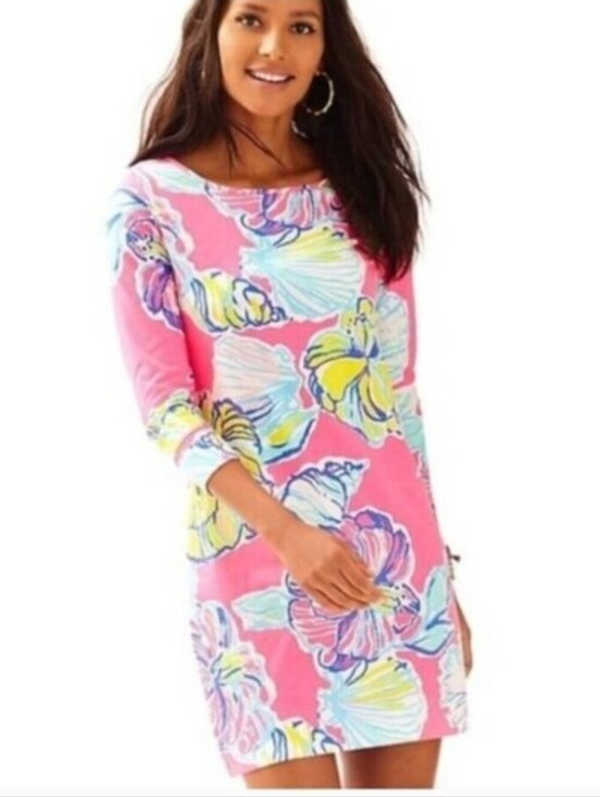 Lilly Pulitzer Dresses & Skirts - Lilly Pulitzer Marlowe Swept By The Tides Flower Seashell T Shirt Dress, Size M